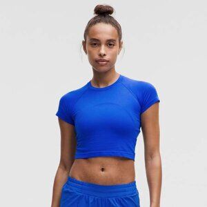 Lululemon Women's Blue Swiftly Tech Cropped Short Sleeve Shirt 2.0 Size 4